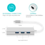 Adapter Type C na 3 USB 3.0 + RJ45 Gb JWD-T5 srebrni - Slika 4