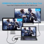 Adapter Type C na HDMI VGA PD USB3.0 4 u 1 sivi - Slika 3