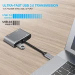 Adapter Type C na HDMI VGA PD USB3.0 4 u 1 sivi - Slika 7