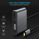 Adapter Type C na HDMI VGA PD USB3.0 4 u 1 sivi - Slika 8