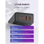 Kucni punjac LDNIO A4808Q SUPER FAST PPS 65W 2xPD 2xUSB crni - Slika 5