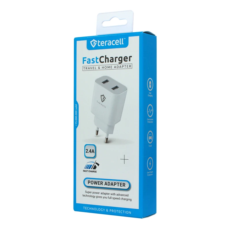 Kucni punjac Teracell Evolution TC-08 5V 2.4A 12W beli CE Kucni punjac Teracell Evolution TC-08 5V 2.4A 12W beli CE