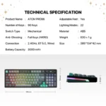 Tastatura Mehanicka Gaming Fantech MK914 RGB Atom PRO96 Wireless Saturn (red switch) - Slika 9