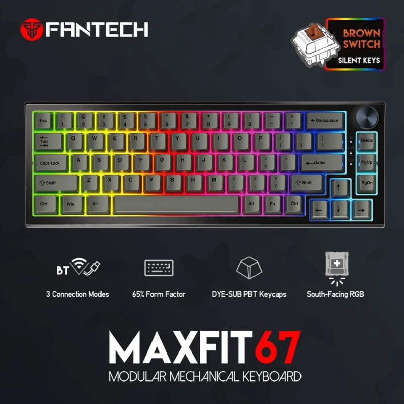 Tastatura Mehanicka Gaming Fantech MK858 RGB Maxfit67 crna (brown switch) Tastatura Mehanicka Gaming Fantech MK858 RGB Maxfit67 crna (brown switch)