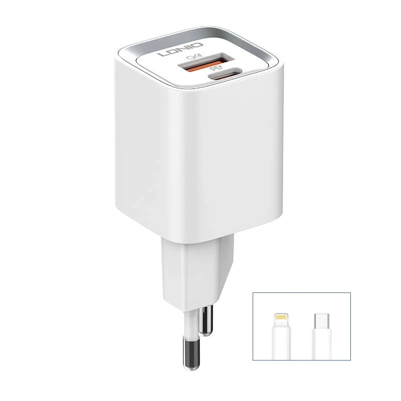 Kucni punjac LDNIO A2318C 20W PD Quick Charge 3.0 sa Type C na iPhone lightning kablom beli Kucni punjac LDNIO A2318C 20W PD Quick Charge 3.0 sa Type C na iPhone lightning kablom beli