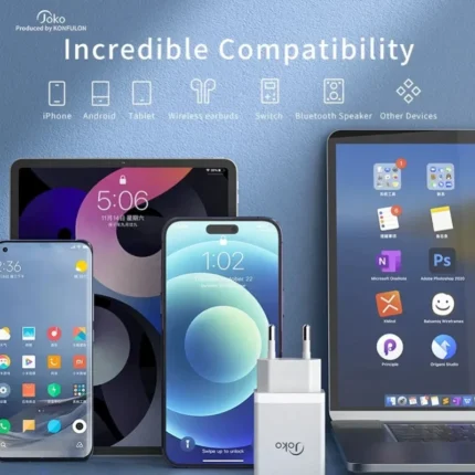 Kucni punjac KONFULON JK77 2.4A sa micro USB kablom beli 1m