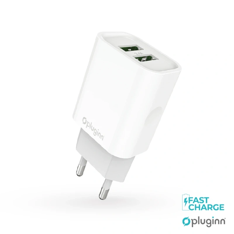Kucni punjac Pluginn PI-D47, 5V, 2.4A, 12W 2xUSB sa lightning kablom beli CE Kucni punjac Pluginn PI-D47, 5V, 2.4A, 12W 2xUSB sa lightning kablom beli CE