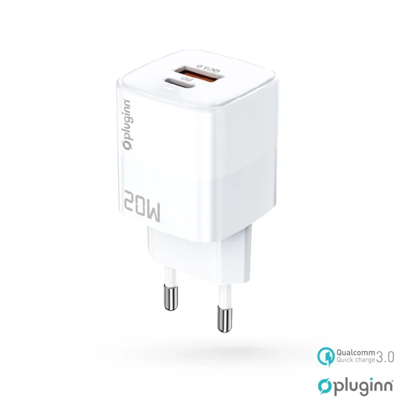 Kucni punjac Pluginn PI-D73, QC3.0 PD3.0, PPS, USB-PD 18W+20W, 38W (total) beli CE Kucni punjac Pluginn PI-D73, QC3.0 PD3.0, PPS, USB-PD 18W+20W, 38W (total) beli CE