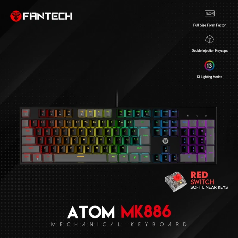 Tastatura Mehanicka Gaming Fantech MK886 RGB Atom crna (Red switch) Tastatura Mehanicka Gaming Fantech MK886 RGB Atom crna (Red switch)