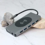 Adapter Type C na LAN Gb, Wireless PC, SD card, TF, Type C, 3xUSB 3.0, 2xUSB 2.0, Audio, 2xHDMI i VGA 14 u 1 20cm kabl