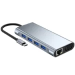 Adapter Type C na LAN Gb, SD card, TF, Type C, 4xUSB 3.0, Audio, HDMI i VGA 11 u 1 20cm kabl