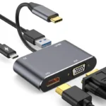 Adapter Type C na HDMI VGA PD USB3.0 4 u 1 sivi