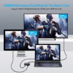 Adapter Type C na HDMI VGA PD USB3.0 4 u 1 sivi
