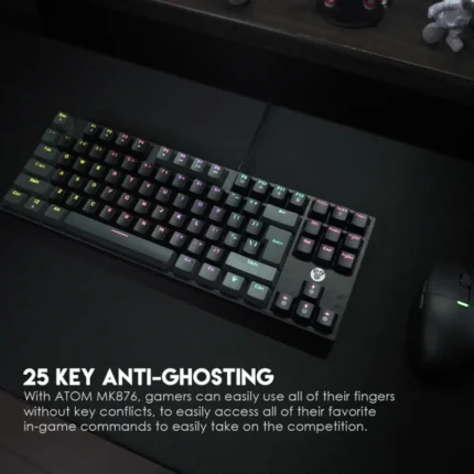Tastatura Mehanicka Gaming Fantech MK876 RGB Atom TKL siva (Blue switch)