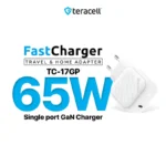 Kucni punjac Teracell Evolution TC-17GP, GaN, PPS, PD 3.0, 65W sa PD iPhone lightning kablom beli CE