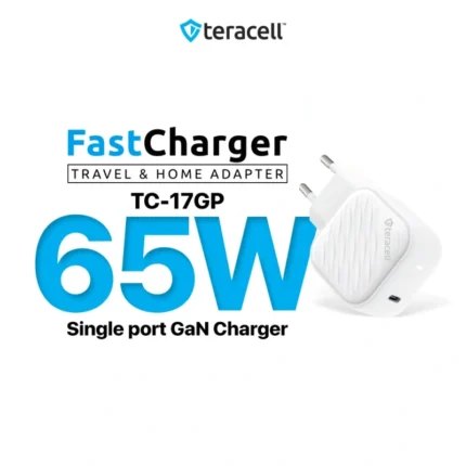 Kucni punjac Teracell Evolution TC-17GP, GaN, PPS, PD 3.0, 65W sa PD iPhone lightning kablom beli CE