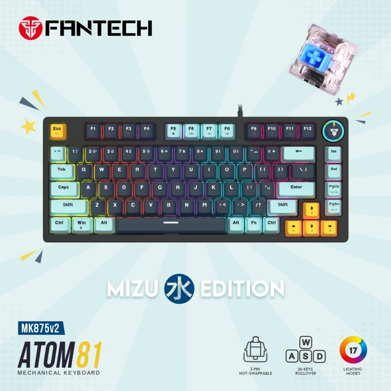Tastatura Mehanicka Gaming Fantech MK875 RGB Atom 81 Navy (Blue switch) Tastatura Mehanicka Gaming Fantech MK875 RGB Atom 81 Navy (Blue switch)