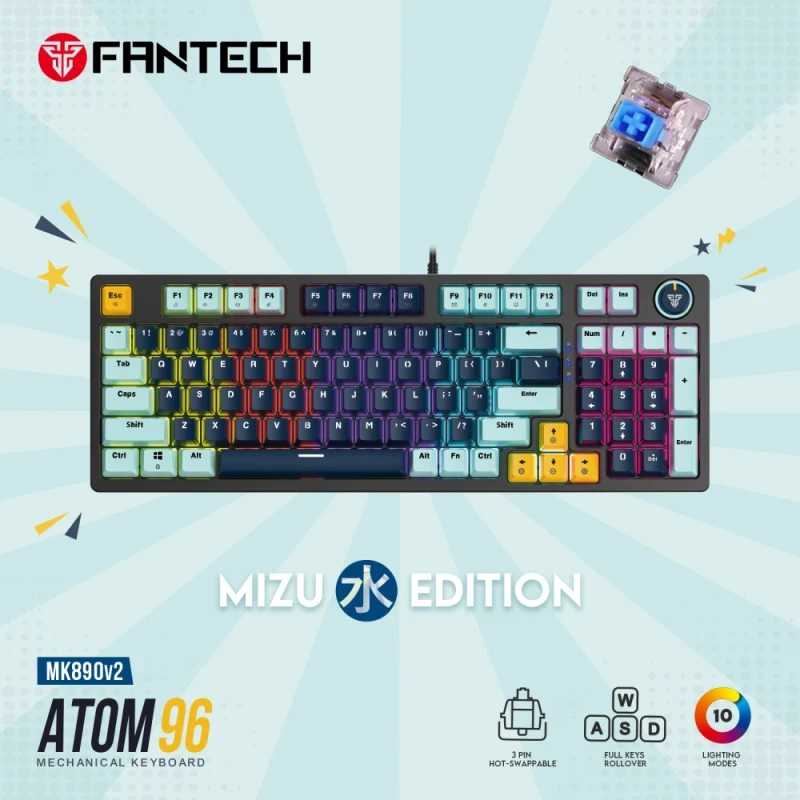 Tastatura Mehanicka Gaming Fantech MK890 RGB Atom 96 Navy (Blue switch) Tastatura Mehanicka Gaming Fantech MK890 RGB Atom 96 Navy (Blue switch)