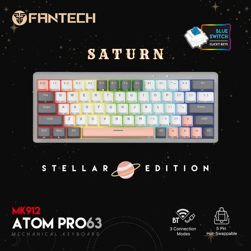 Tastatura Mehanicka Gaming Fantech MK912 RGB Atom PRO63 Wireless Saturn (blue switch) Tastatura Mehanicka Gaming Fantech MK912 RGB Atom PRO63 Wireless Saturn (blue switch)