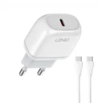 Kucni punjac LDNIO A1209C PD, 20W sa Type C na Type C kablom beli