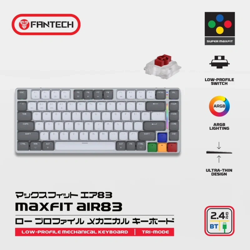 Tastatura Mehanicka Gaming Fantech MK915 RGB Maxfit AIR83 Wireless grey (red switch) Tastatura Mehanicka Gaming Fantech MK915 RGB Maxfit AIR83 Wireless grey (red switch)