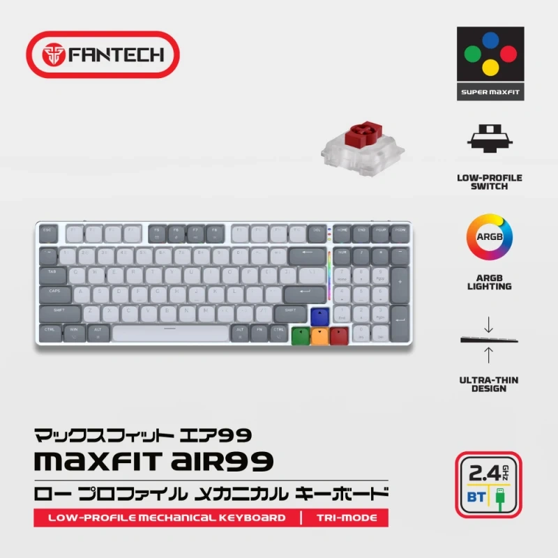 Tastatura Mehanicka Gaming Fantech MK916 RGB Maxfit AIR99 Wireless grey (red switch) Tastatura Mehanicka Gaming Fantech MK916 RGB Maxfit AIR99 Wireless grey (red switch)