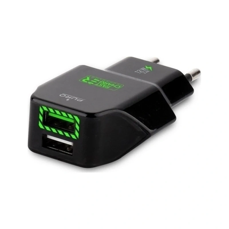 Kucni punjac Puro 24 dual USB 2.4A crni Kucni punjac Puro 24 dual USB 2.4A crni