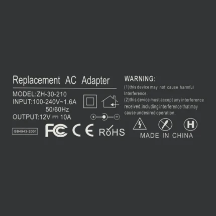 Strujni adapter 12V 10A (5.5*2.5) crni