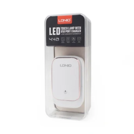 Kucni punjac LDNIO A4405 4xUSB 5V 4.4A LED Lamp sa iPhone lightning kablom beli