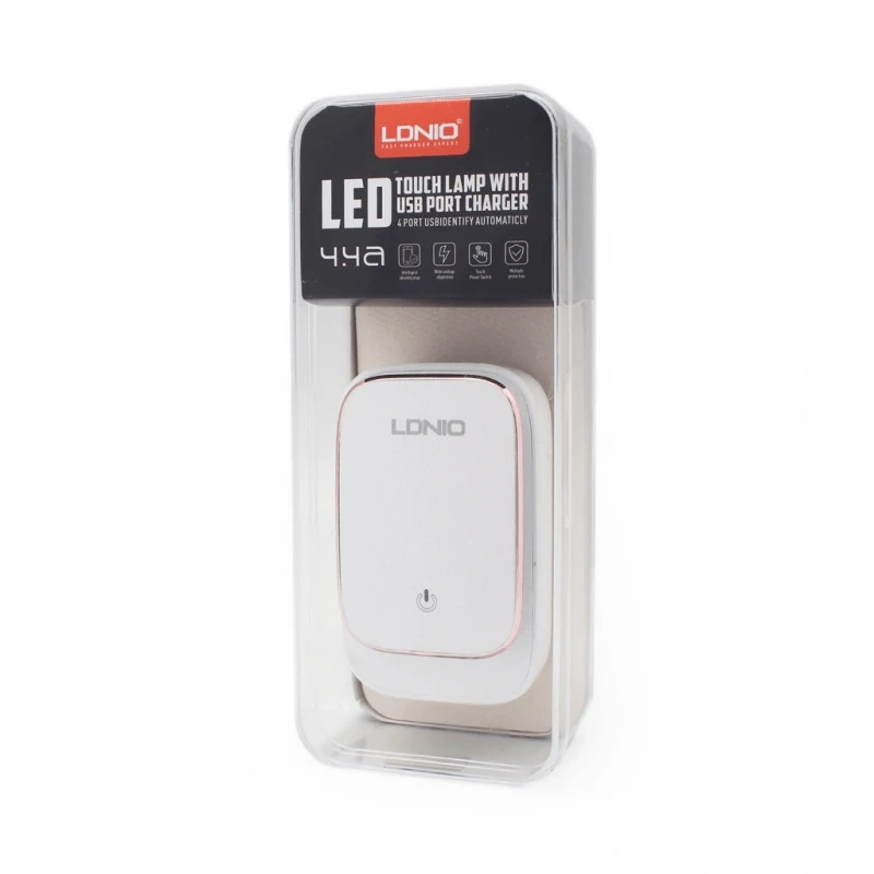 Kucni punjac LDNIO A4405 4xUSB 5V 4.4A LED Lamp sa iPhone lightning kablom beli Kucni punjac LDNIO A4405 4xUSB 5V 4.4A LED Lamp sa iPhone lightning kablom beli