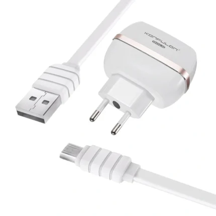 Kućni punjač KONFULON C23+S31A 2xUSB 5V 2.4A sa micro USB kablom beli