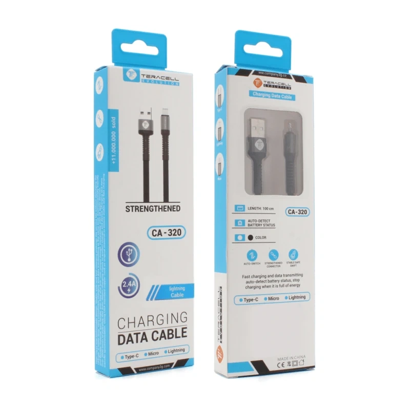 Data kabl Teracell Evolution iPhone lightning crni 1m Data kabl Teracell Evolution iPhone lightning crni 1m