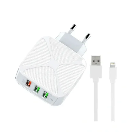Kucni punjac LDNIO A3310Q 3xUSB + QC3.0 sa iPhone lightning kablom