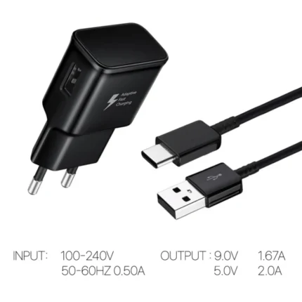 Kucni punjač Fast Charger 2A sa Type C kablom crni
