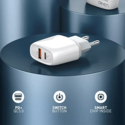 Kucni punjac LDNIO A2424C PD20W QC3.0 sa Type C kablom beli