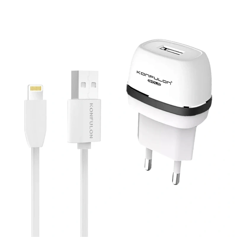 Kućni punjač KONFULON C25+S05 2xUSB 5V 1A sa iPhone lightning kablom belo crni Kućni punjač KONFULON C25+S05 2xUSB 5V 1A sa iPhone lightning kablom belo crni