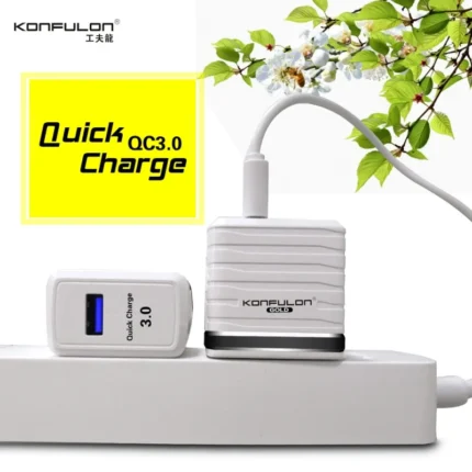 Kucni punjac KONFULON C32Q QC 3.0, 18W, sa Type C kablom beli