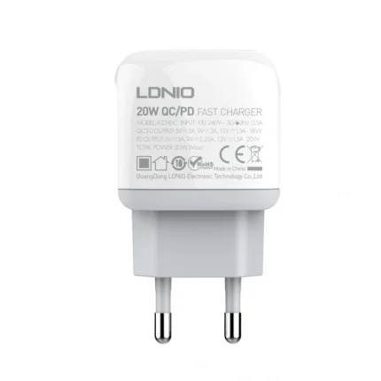 Kucni punjac LDNIO A2316C, PD 20W, QC3.0 18W, sa Type C na Iphone lightning kablom beli