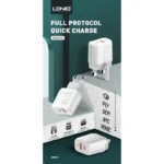 Kucni punjac LDNIO A2421C 22.5W PD + Fast Charger sa Type C na iPhone lightning kablom beli