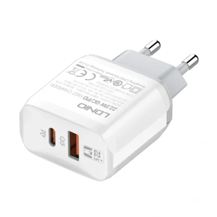 Kucni punjac LDNIO A2421C 22.5W PD + Fast Charger sa Type C na iPhone lightning kablom beli