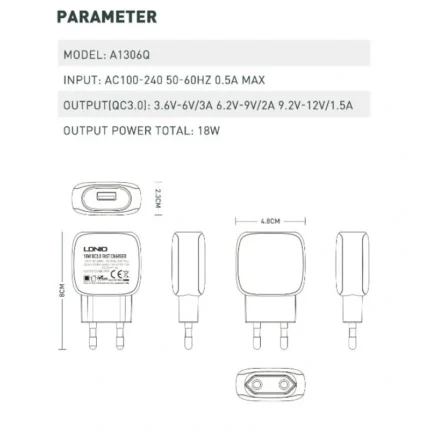 Kucni punjac LDNIO A1306Q QC3.0 sa micro USB kablom